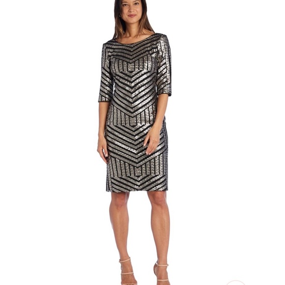 R&M Richards Dresses & Skirts - NWT 3/4 Sleeve Sheath Dress with Sequin Detail